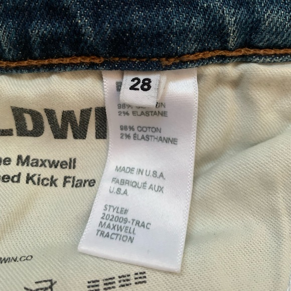 Baldwin Kansas City  The Maxwell Cropped Kick Flare Jeans Raw Hem EUC Size-28 - Picture 6 of 15